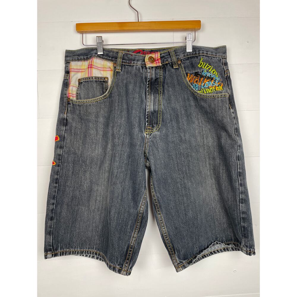Vintage Request Jeans Baggy Denim Shorts Jorts Grey Size 36 Y2K Streetwear